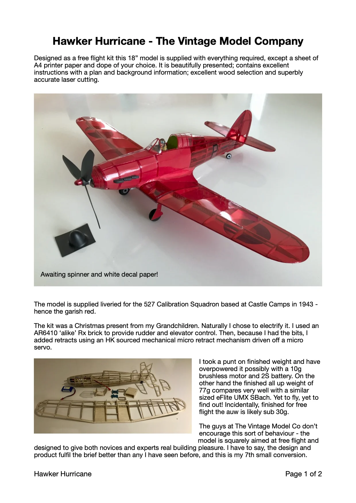 Hawker Hurricane, VMC, Build