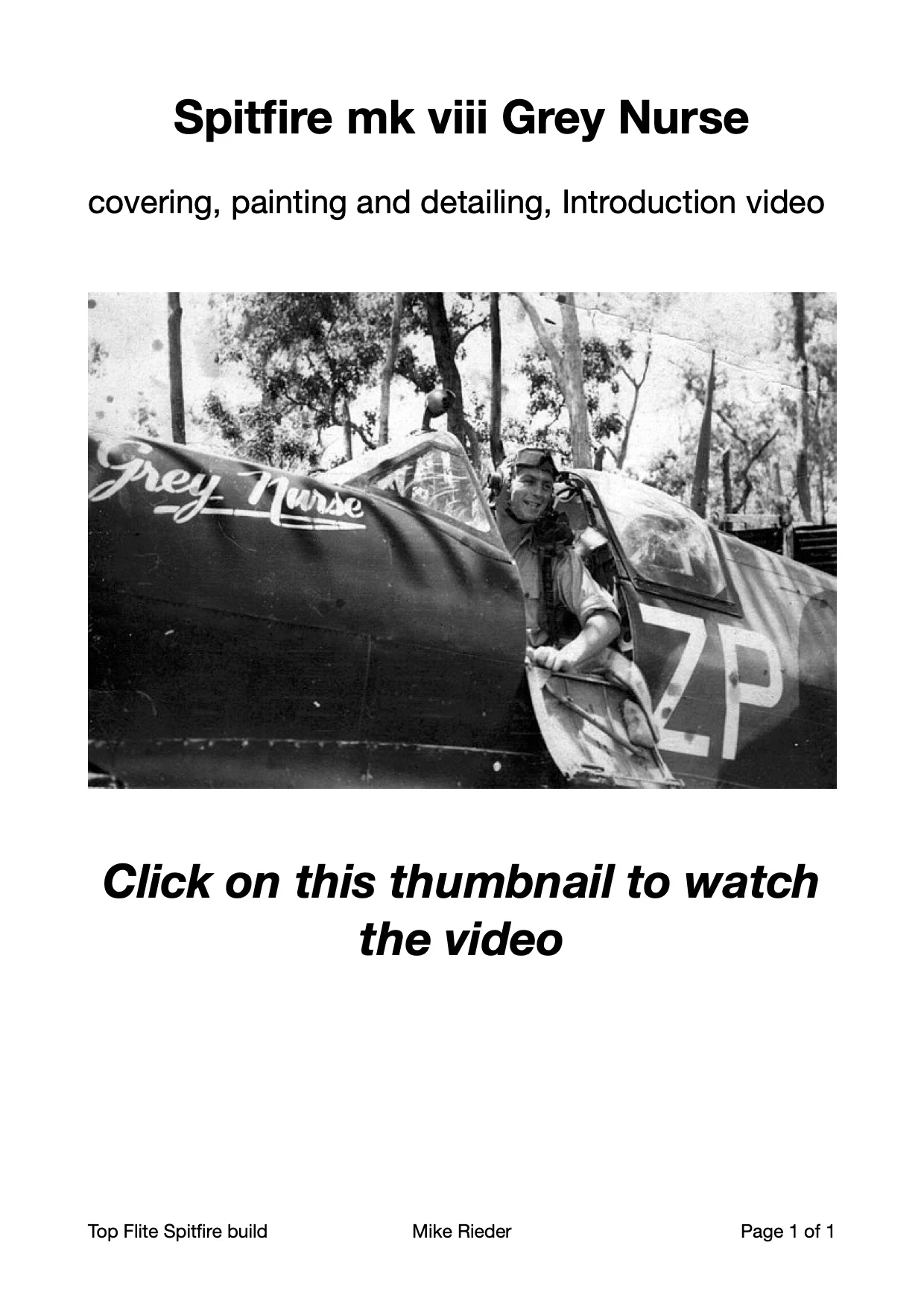 Mike Rieder's Spitfire glassing, finishing and detailing Intro