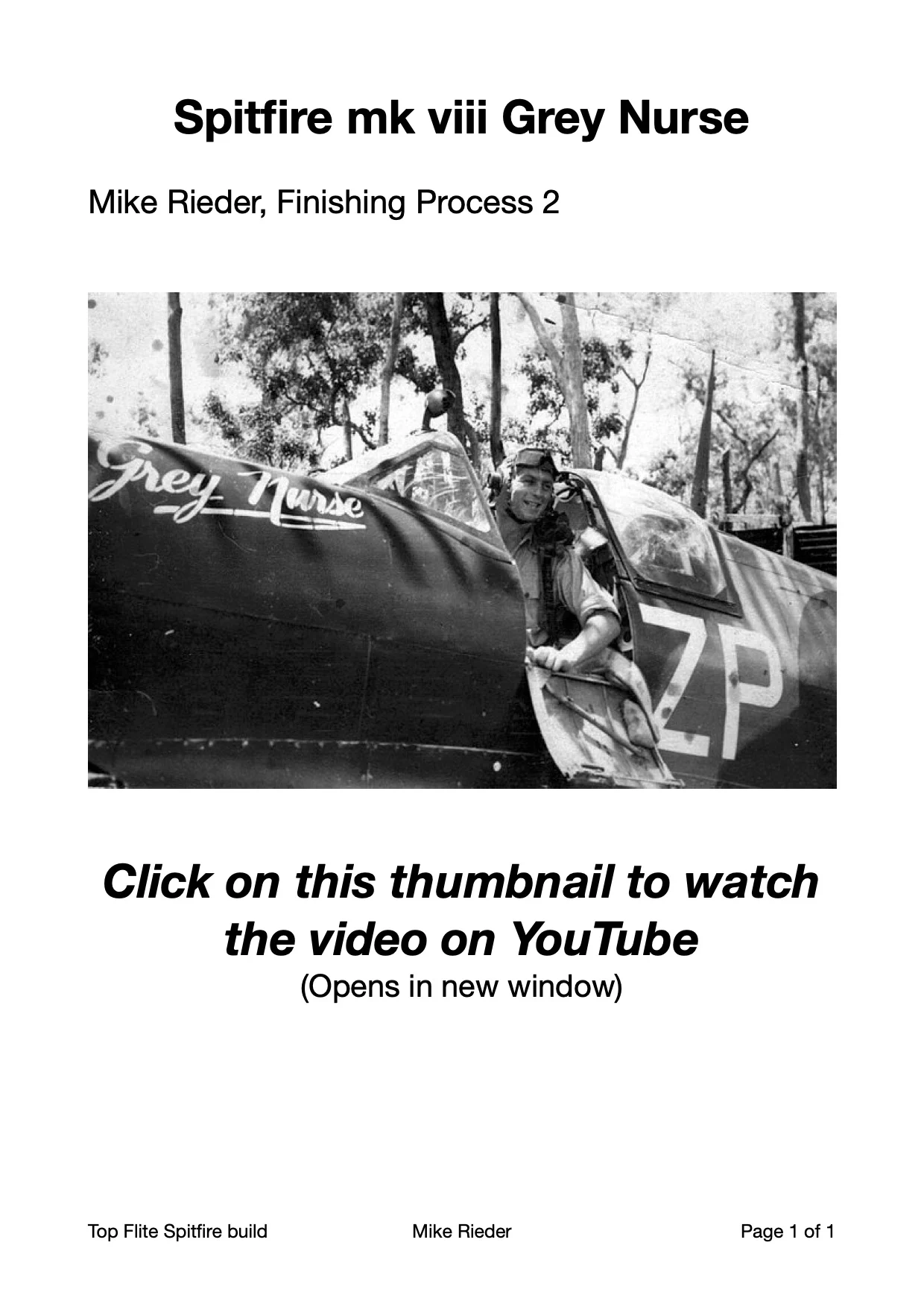 Mike Rieder's Spitfire finishing video 2, on YouTube