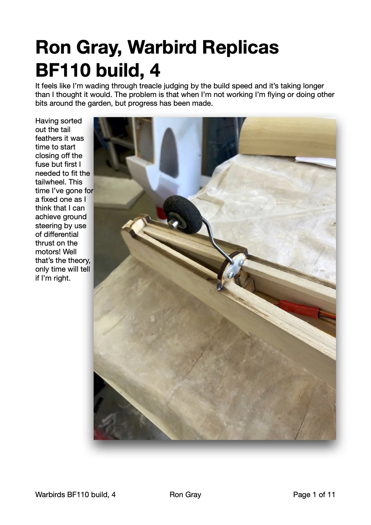 Ron Gray, Warbird Replicas  BF110 build, part 4” width=