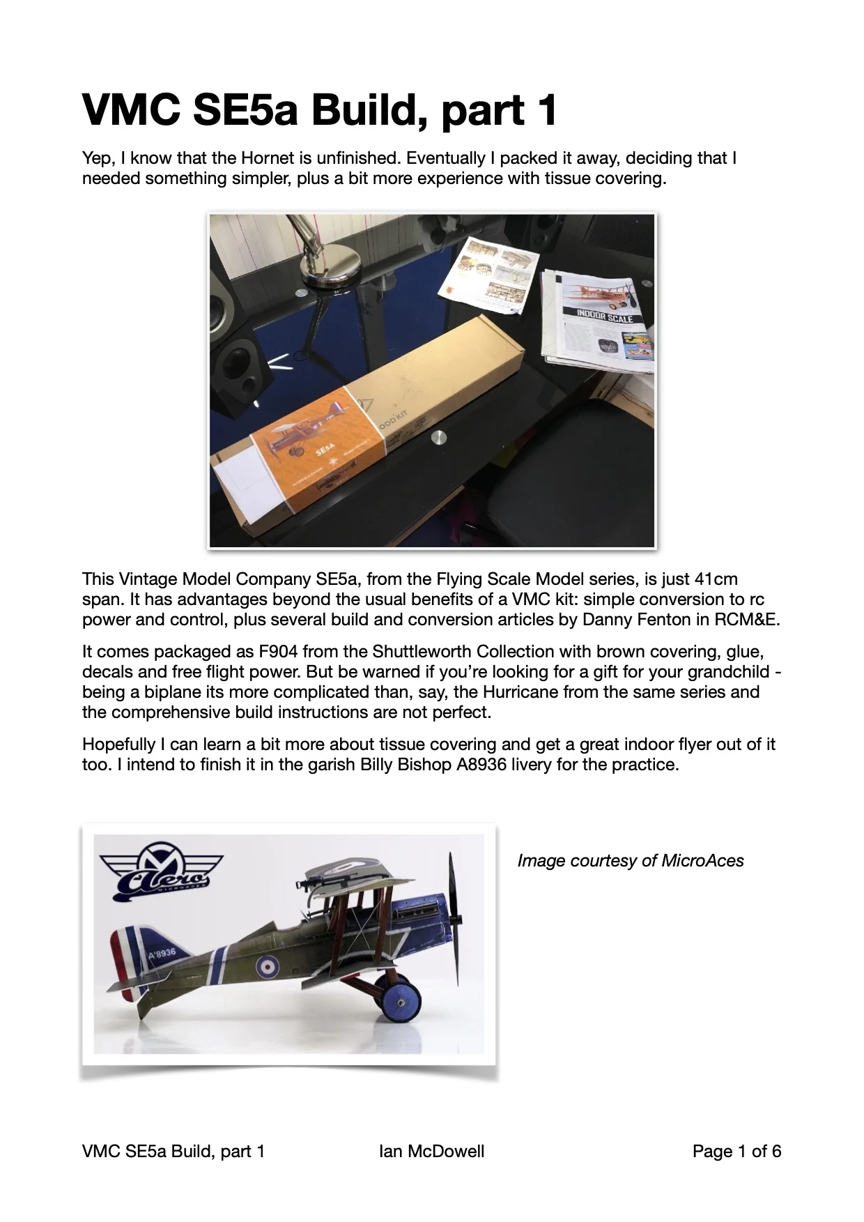 Ian McDowell, VMC Se5a build 1