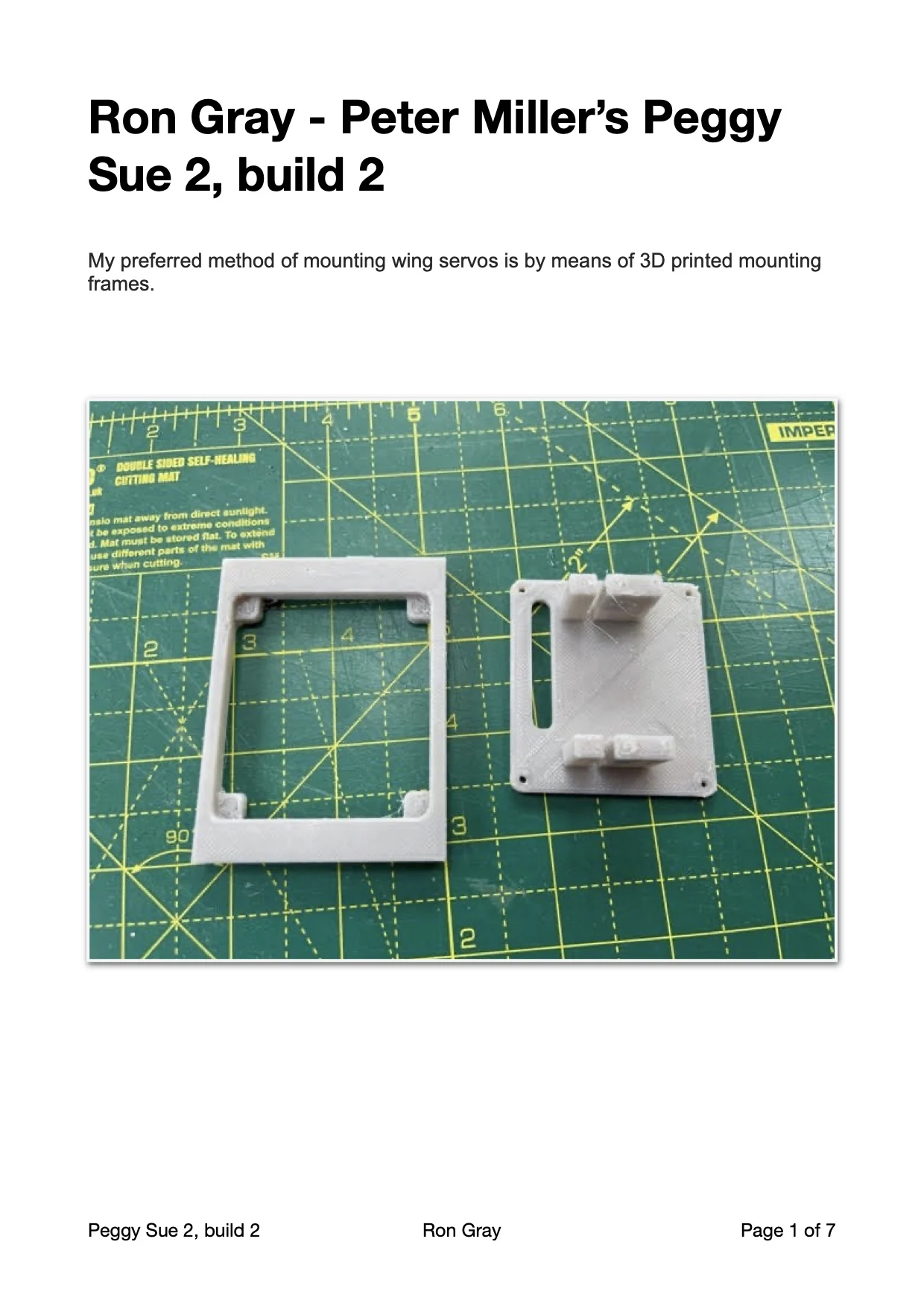 Ron Gray - Peter Miller's Peggy Sue 2, build report 2