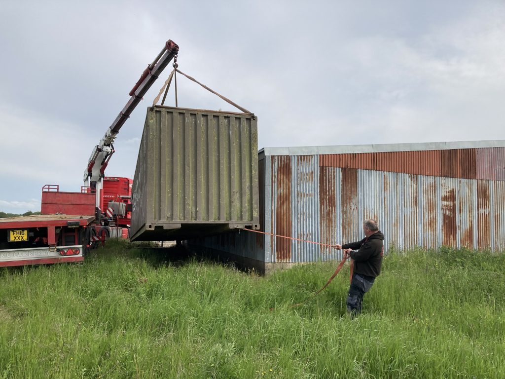 Container being delivered to Knettishall, news 23 May 2023